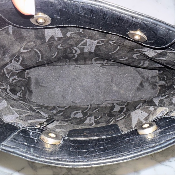 Vintage Salvatore Ferragamo Croc Embossed shoulder bag tote - Picture 9 of 13